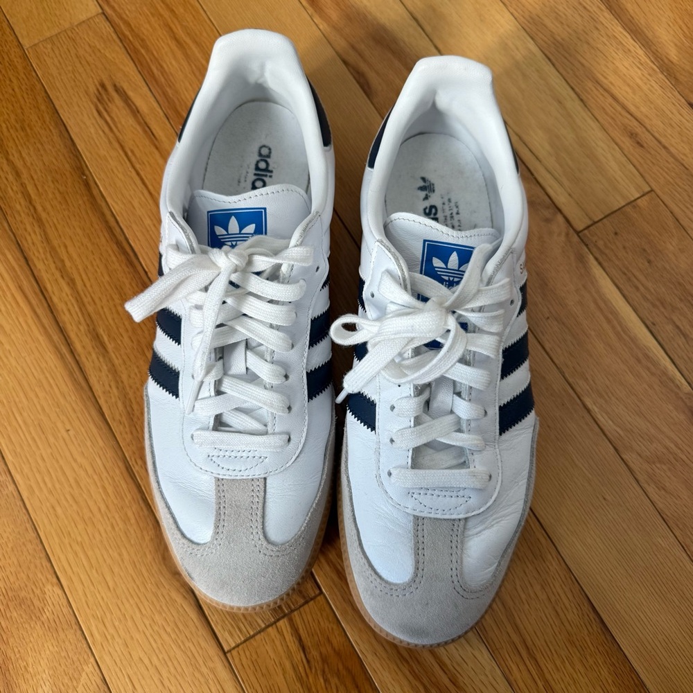 adidas White and Blue Women's Sneakers